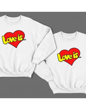 Парные свитшоты для влюбленных "Love is..." Парные свитшоты для влюбленных "Love is..."